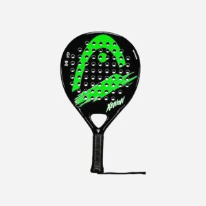 HEAD Xenon Padel Racket Black and Green close-up featuring soft foam core and carbon fiber frame for precision and comfort
