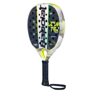 Babolat Counter Viper APT padel racket close-up showing 3D Spin+ surface texture and high-hardness carbon frame