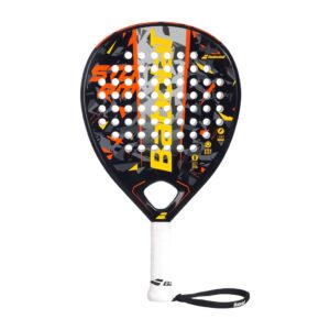 Babolat Storm Padel Racquet close-up featuring compound frame and graphite carbon construction for lightweight durability