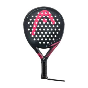HEAD-Graphene-360-Zephyr-Padel-Racket-2 HEAD Zephyr Graphene 360 padel racket close-up featuring round shape, graphite frame, and Graphene 360+ technology