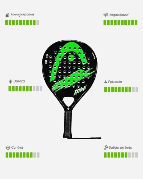 HEAD Padel racket xenon, Estandar, Black with green