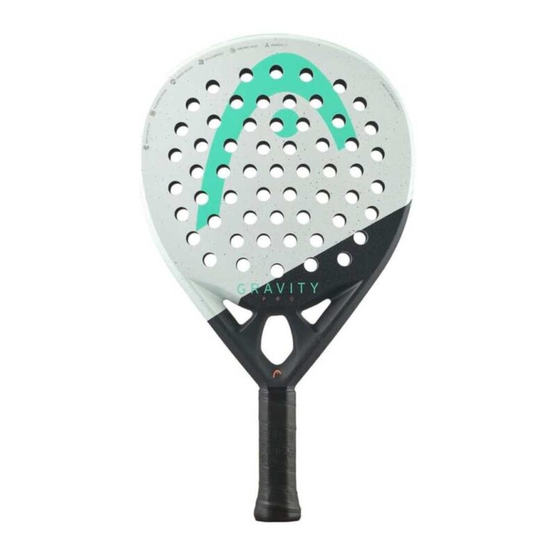 HEAD Gravity Pro 2024 padel racket showing round shape, control foam core, and hybrid woven surface on padel court