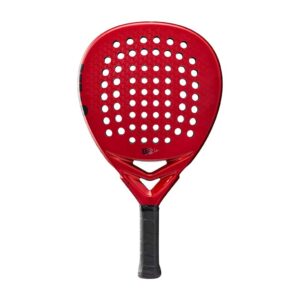 Wilson Bela Elite V2 Padel Racket close-up highlighting carbon fiber frame and polyurethane surface built for stable and responsive play