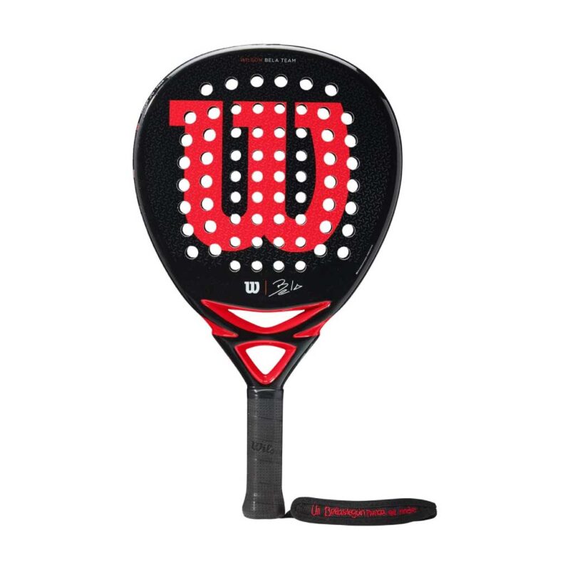 Wilson Bela Team Padel Racket close-up highlighting polyurethane surface and lightweight build for improved maneuverability