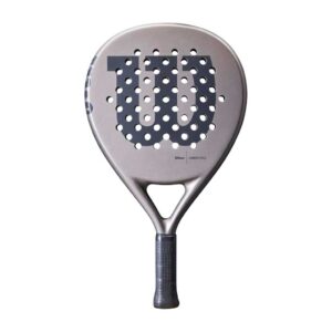 Wilson Carbon Force Team Padel Racket close-up showing teardrop design and carbon fiberglass construction for power and control