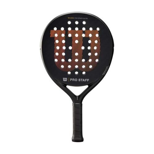 Wilson Pro Staff V2 Elite Padel Racket close-up showing carbon fiberglass frame and carbon fiber shaft for balanced control and durability