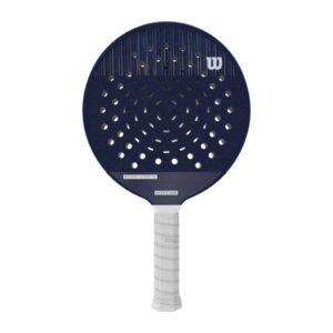 Wilson Ultra Lite Gruuv Platform Tennis Paddle close-up showcasing angled holes and textured surface for enhanced ball control and spin