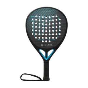 Wilson Ultra Pro V2 Padel Racket close-up featuring lightweight carbon fiber frame and hard composite surface for fast court play