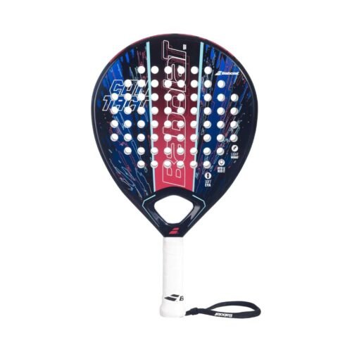 Beginner-friendly Babolat Contact Easy-to-Play Padel Racket with carbon and fiberglass frame on a padel court.