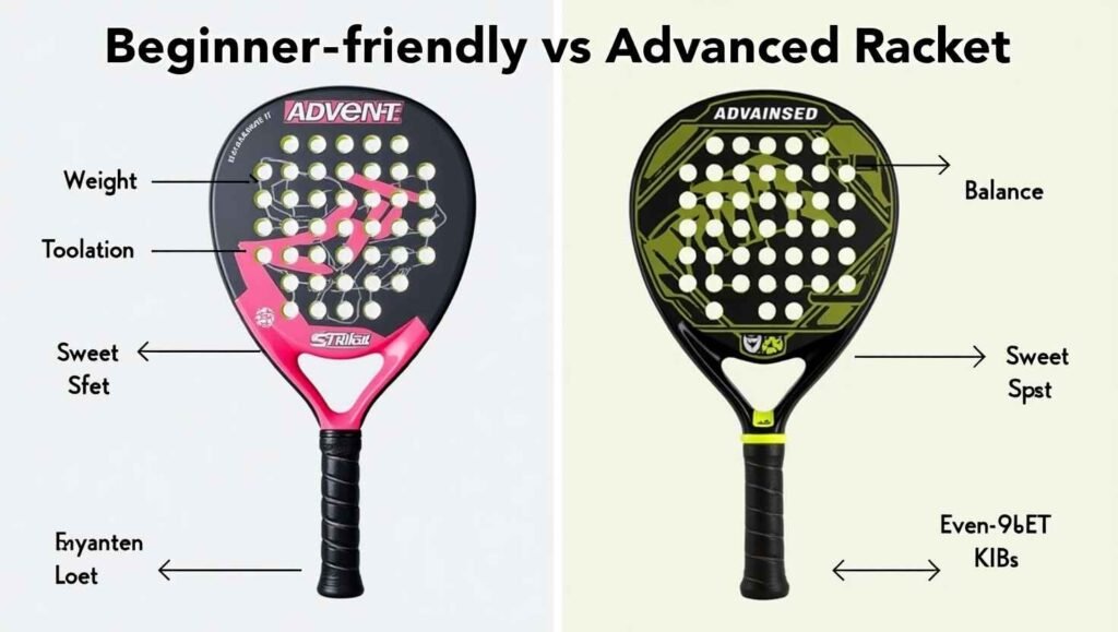 Beginner-friendly padel racket vs. advanced padel racket comparison