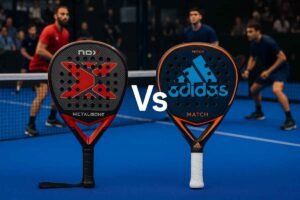 Home 41 Nox vs Adidas padel rackets side-by-side on court