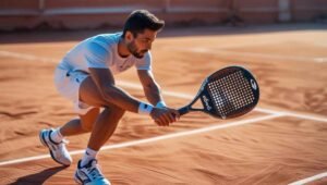 Home 44 Best padel rackets for defensive players in 2025 shown during a controlled backcourt shot
