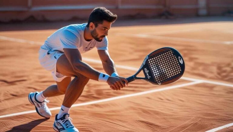 Best padel rackets for defensive players in 2025 shown during a controlled backcourt shot