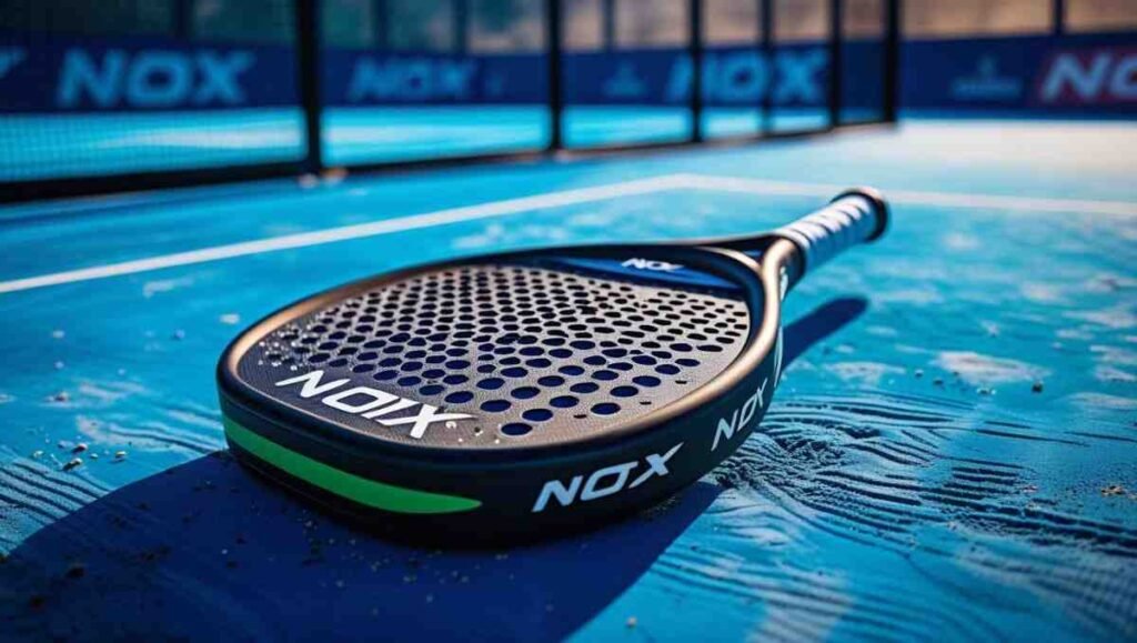 Is Nox a Good Padel Brand? A 2025 Expert Buyer’s Breakdown 2 Carbon fiber Nox padel racket showcasing frame details and grip"