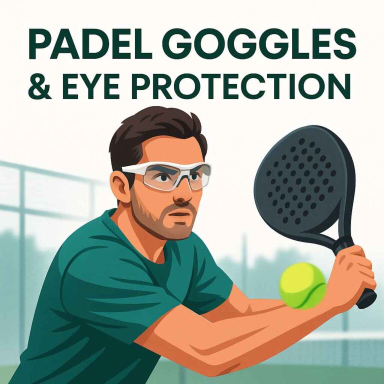 Padel Goggles & Eye Protection: Stay Safe on Court 1 Padel player wearing protective goggles with text padel goggles and eye protection