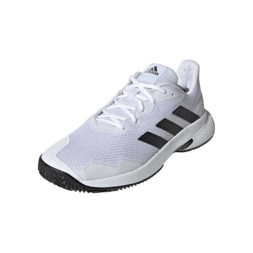 Adidas Mens CourtJam Control Padel Shoes in a white and black colorway.