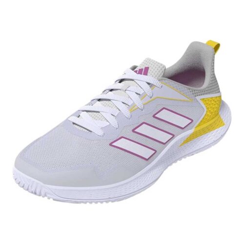 adidas-defiant-speed-womens-featured Adidas Defiant Speed Womens padel shoes in white with pink and yellow accents showing lightweight mesh upper