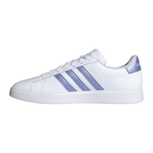 Adidas Grand Court 2.0 Womens sneaker side profile showing classic 3-stripes and heel detail